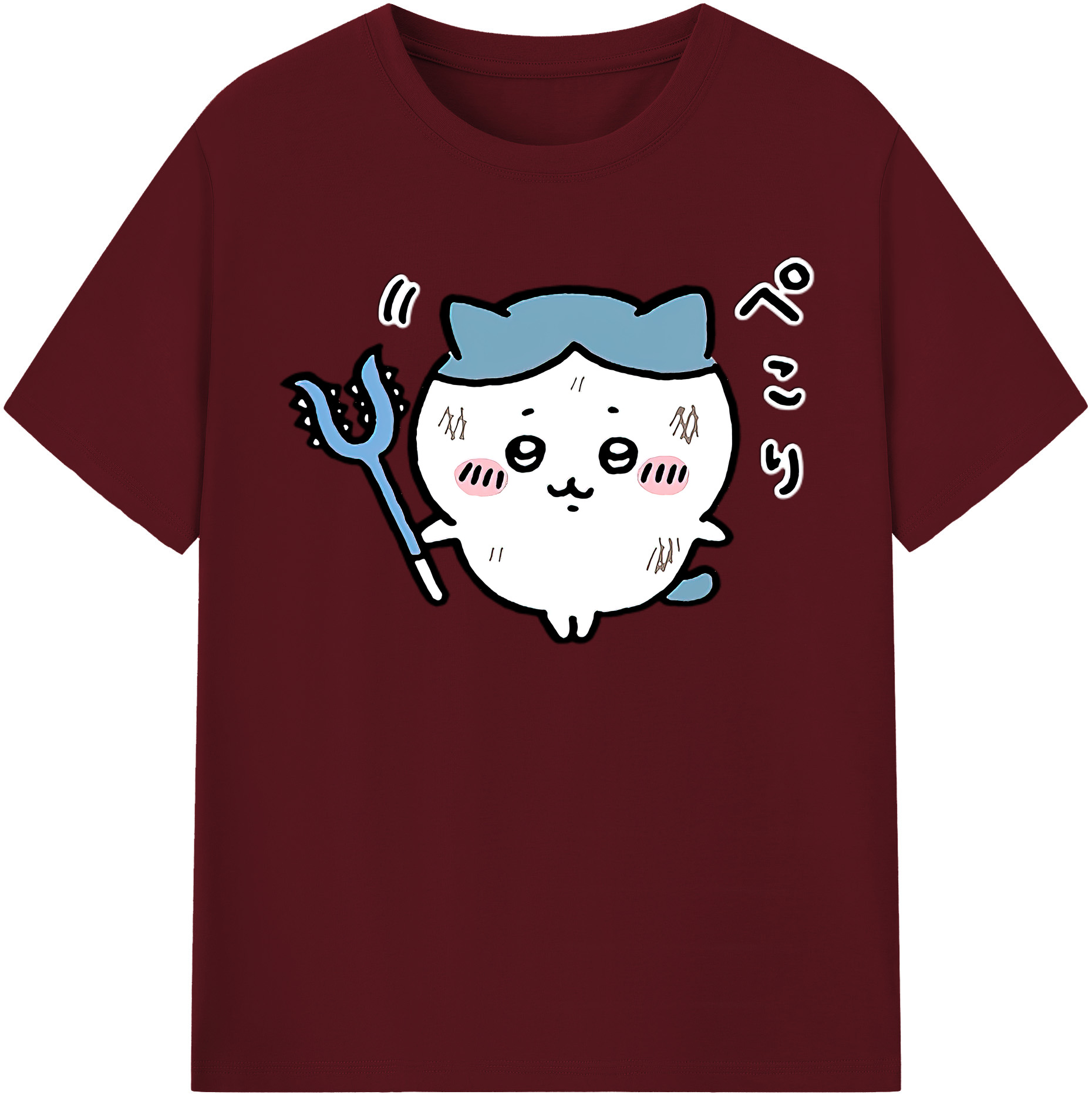 （画像用） ちいかわ ハチワレ Chii-kawa hachiware 綿100％半袖Tシャツ（フロントプリント）